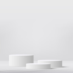 White podium in white background for product presentation. Vector