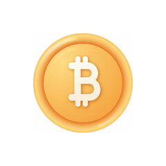 Gold Bitcoin coin icon. Vector