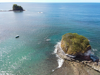 Aerial view of Playa Mina and Islands at Bahia de los Piratas in Costa Rica