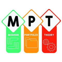 MPT - Modern Portfolio Theory acronym. business concept background.  vector illustration concept with keywords and icons. lettering illustration with icons for web banner, flyer