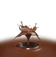 Hot chocolate drop. Podium stage display stand liquid solid splash shape moment ripple. Advertisement chocolate dark milk color product commercial eat food. With clipping path. 3D Illustration.