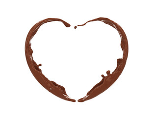 hot liquid chocolate splash float line scatter liquid stained background commercial decorative composition aesthetic advertisement heart shape love. With clipping path. 3D Illustration.