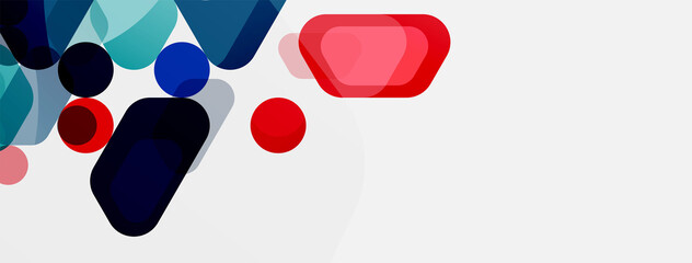 Color bubbles and rounded geometric shapes on white. Vector geometric minimal abstract background for wallpaper, banner, background, landing page