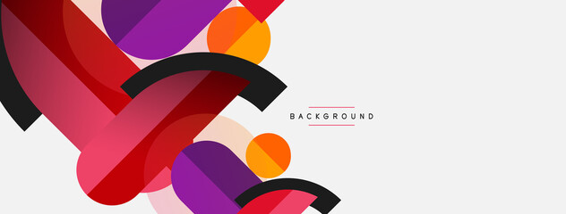 Geometric shapes composition abstract background. Circles lines and rectangles. Vector illustration for wallpaper banner background or landing page