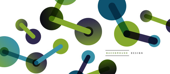 Abstract background. Round dots connected by lines. Trendy techno business template for wallpaper, banner, background or landing