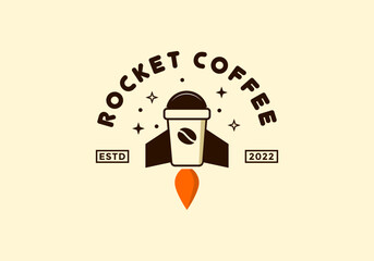 The coffee rocket logo is perfect for cafes, coffee shops, and more.