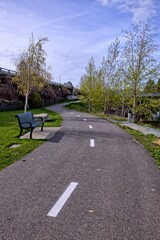 Bike path leads through park.