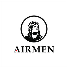 simple airman or pilot silhouette mascot element