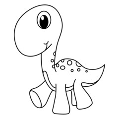 Cute dinosaurs cartoon coloring page illustration vector. For kids coloring book.