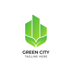 Green city logo design template vector