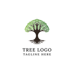 Abstract vibrant tree logo design template vector illustration