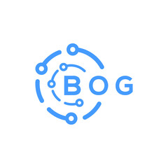 BOG technology letter logo design on white  background. BOG creative initials technology letter logo concept. BOG technology letter design.