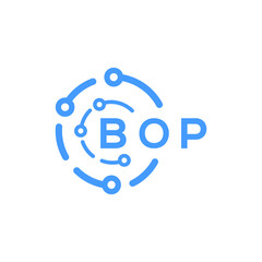 BOP technology letter logo design on white  background. BOP creative initials technology letter logo concept. BOP technology letter design.