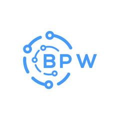 BPW technology letter logo design on white  background. BPW creative initials technology letter logo concept. BPW technology letter design.