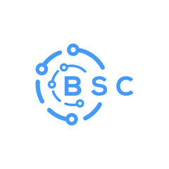 BSC technology letter logo design on white  background. BSC creative initials technology letter logo concept. BSC technology letter design.