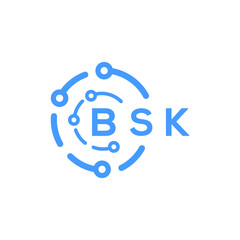 BSK technology letter logo design on white  background. BSK creative initials technology letter logo concept. BSK technology letter design.