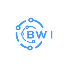 BWI technology letter logo design on white  background. BWI creative initials technology letter logo concept. BWI technology letter design.