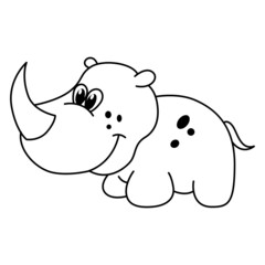 Cute rhino cartoon coloring page illustration vector. For kids coloring book.