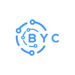 BYC technology letter logo design on white  background. BYC creative initials technology letter logo concept. BYC technology letter design.