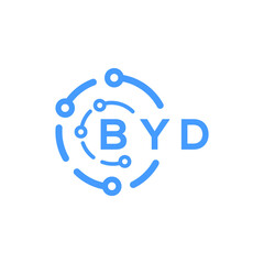 BYD technology letter logo design on white  background. BYD creative initials technology letter logo concept. BYD technology letter design.