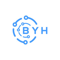 BYH technology letter logo design on white  background. BYH creative initials technology letter logo concept. BYH technology letter design.