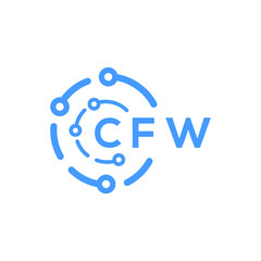 CFW technology letter logo design on white  background. CFW creative initials technology letter logo concept. CFW technology letter design.