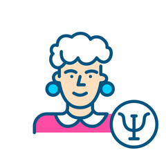 Psychotherapist mental health professional. Pixel perfect, editable stroke color line icon