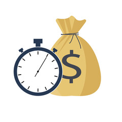 Time is money, business and finance concept. Quick payment, clock and cash