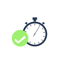 Check mark on clock outline icon. linear style sign