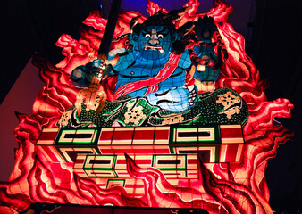 The demon nebuta lantern can expel anything bad and be like an auspicious symbol in Aomori, Japan.
