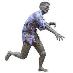 Zombie male isolated white background 3d illustration - 503231360