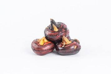 Vegetable water chestnuts on a white background
