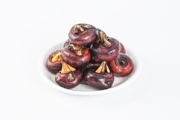 Vegetable water chestnuts on a white background
