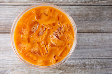 A top down view of a Thai Tea.