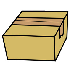 ガムテープで梱包された段ボール箱のイラスト