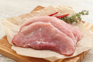 Raw pork schnitzel for roast