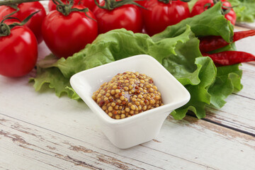 Mustard seeds sauce in the bowl