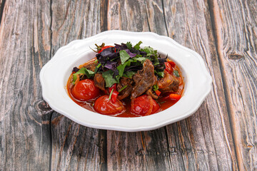 Beef with vegetablea and herbs