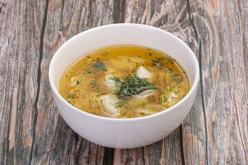 Uzbek cuisine - chuchvara dumplings with meat