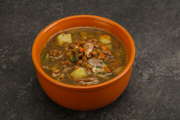 Lentil soup with chicken and vegetables