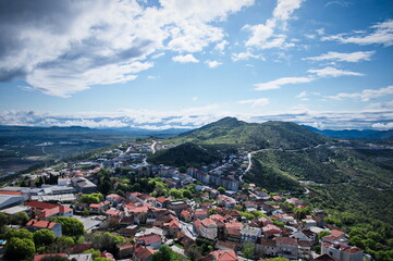 Fototapeta na wymiar Townscape of Vrgorac in Croatia from the top of the hill