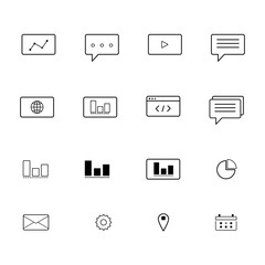 Technology www graph folder icon set, vector outline style