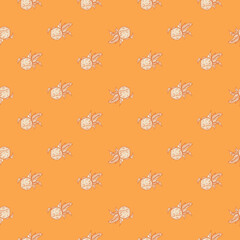 Seamless pattern engraved lemon on twig with leaves. Vintage background citrus fruit on branch in hand drawn style.