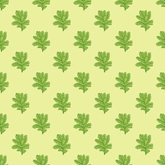 Leaves oak engraved seamless pattern. Retro background botanical with forest foliage in hand drawn style.