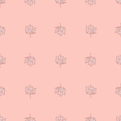 Leaves maple canadian engraved seamless pattern. Vintage background botanical with foliage in hand drawn style.