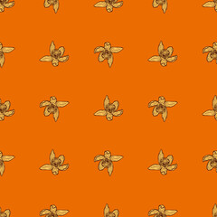 Seamless pattern engraved flower. Vintage background floral in hand drawn style. Spring flowers sketch.