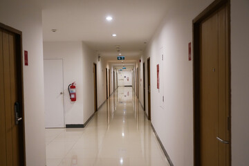 view of corridor inside the hotel room it empty