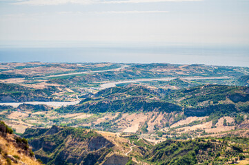 Panorama della costa ionica della Calabria visto da Montestella - obrazy, fototapety, plakaty