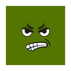 square Emoticon with angry, furious mood and emotion. Cartoon Vector illustration of cute character for avatars