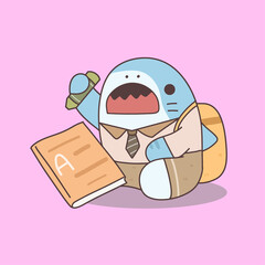 shark animal student character, back to school